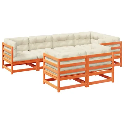 Produktbild von vidaXL 7-tlg. Garten-Sofagarnitur mit Kissen Wachsbraun Kiefernholz