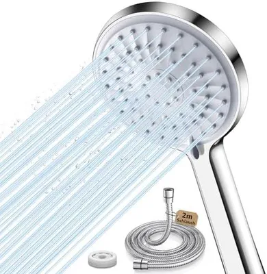 Produktbild von Duschkopf Wassersparend 【Wasserersparnis 49%】𝟱 Strahlarten mit 𝟮M Premium Schlauch aus Edelstahl & 9.5L/min Durchflussbegrenzer Hochdruck Duschbrause Wasserdrucks Erhöhung 200%