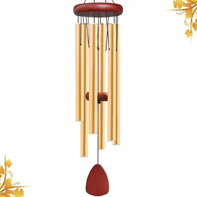 Produktbild von Windspiel Aluminium 65cm 6 Metallröhren Klangspiel Garten Deko Gold
