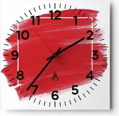 Produktbild von Wanduhr - Quadrat - Glasuhr - Rot Farben Stück - 30x30cm - Schleichendes Uhrwerk - Lautlos - zum Aufhängen bereit - Dekoration Modern - Wanddekoration aus Glas - C4AC30x30-5067