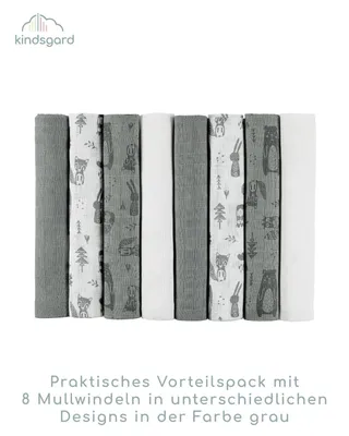 Produktbild von kindsgard Mullwindeln bovbov 8er-Pack grau