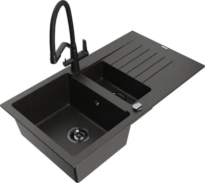 Produktbild von Mexen Matias Granitspüle 1,5 Becken Schwarz/Gold