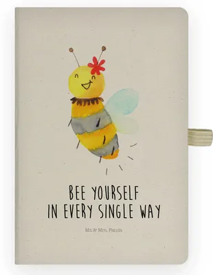 Produktbild von Mr. & Mrs. Panda Tagebuch Biene Blume - Transparent - Geschenk, a4 notizbuch, Kladde, Hummel, Adressbuch, Journal