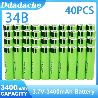 Image de Batteries Li-Ion 18650 34B - 3,7 V - 3400 mAh - Rechargeables - Lot de 40 - Pour lampes de poche