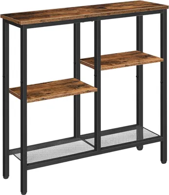 Image de HOOBRO Table console étroite Table d'entrée marron vintage-noir 75cm