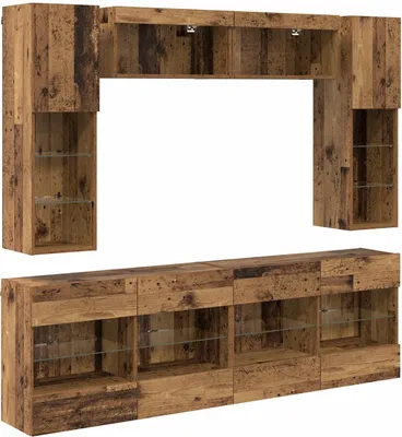 Image de vidaXL Ensemble de meubles muraux pour télévision, 6 pièces, en bois de récupération et en panneaux de particules