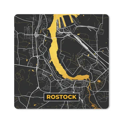 Produktbild von MuchoWow® Mauspad Mousepad Rostock - Stadtplan - Gold - Karte - Deutschland 20x20 cm - Mousepads - Maus Mat - Pad - Mausunterlage - Desk Mat - Bureauartikeln