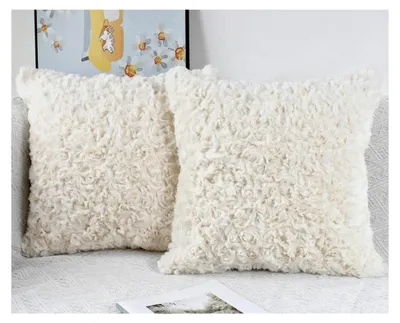 Produktbild von Weicher Plüsch Kissenbezug 40x40 cm 2er Set Creme Deko Kissenbezüge