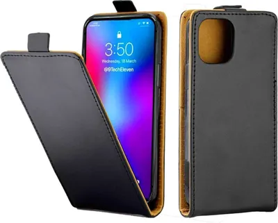Produktbild von König Design Hülle kompatibel mit Apple iPhone 12 / 12 Pro Kunstleder Handyhülle - Handy Case Schwarz