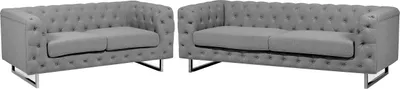 Produktbild von BELIANI Sofa Set Hellgrau Polsterbezug Sitzgruppe Chesterfield Stil Glamourös Wohnzimmer