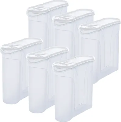 Produktbild von Novaliv Schüttdosen 6er SET Vorratsdose zum Streuen 2,4 Liter - Maße (LxBxH): 22 x 21 x 8,5 cm - Dose mit Deckel 2l für Müsli Mehl Zucker Dosen Küchen Organizer Food Box Meal-Prep-Boxen