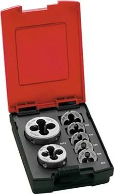 Produktbild von FORMAT Schneideisen-Satz EN22568 HSS M3 - M12, Schneidstoff:HSS, Gewinde:M3 - M12, Gewindeart:M