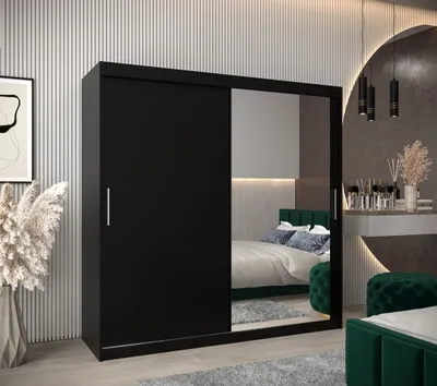 Produktbild von Schwebetürenschrank mit einer Breite von 200 cm TIMEA 2 – Schwarz
