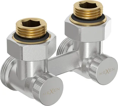 Produktbild von Mexen Heizkörperventil doppelrohr DN50, Eckform 1/2"x3/4", Nickel - W911-012-01