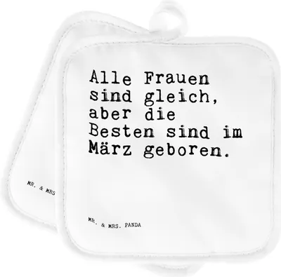 Produktbild von Mr. & Mrs. Panda Topfuntersetzer Alle Frauen sind gleich,... - Weiß - Geschenk, Topflappen Set, topfhalter, Sprüche, März, Ofenlappen, Kochlappen, geburtstag