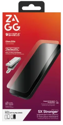 Produktbild von InvisibleShield Glass Elite, Apple, iPhone 17 Pro Max, Bruchfest, Staubresistent, Schlagfest, Kratzresistent, Transparent, 1 Stück(e)