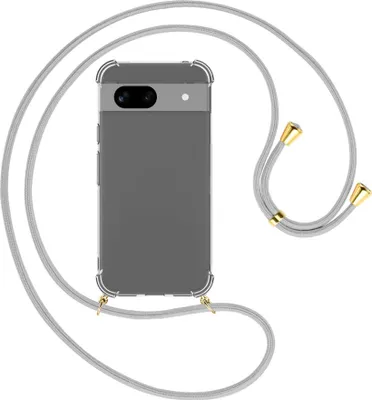 Produktbild von Handykette Backcover-Schutzhülle mit Band (Metall goldfarben) für Google Pixel 8A (6.1'') - silbergrau