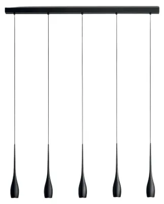 Produktbild von Pendelleuchte Schwarz, 5 x 7,5 W integrierte LEDs, 3270 lm, 3000 K, dimmbar, Phasenanschnitt, Metallrahmen - Modernes Design