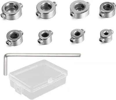 Produktbild von 8PCS Tiefenanschlagringe Set,stellring,klemmring,anlaufstrombegrenzer Bohrtiefenbegrenzer Begrenzen Sie Die Tiefe Des Bohrers, 3-10mm Präzise Bohrtiefe Kontrolle, Positionierer Ring Set für Bohrer