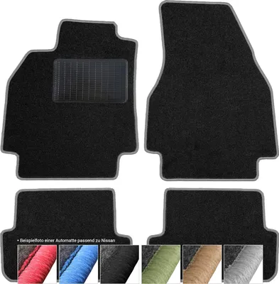 Produktbild von moto-MOLTICO Fußmatten Auto Velours Autoteppiche Schwarz Automatten Set 4-teilig passend für Nissan Primastar III Opel Vivaro III Renault Trafic III ab 2013 (Graue - Ziernähte)
