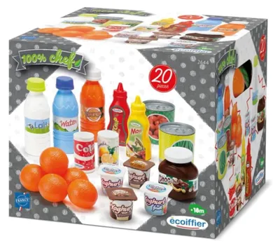 Zdjęcie produktu dla Zestaw sklepowy artykuły spożywcze do zabawy 20 elementów dla dzieci od 18 miesięcy