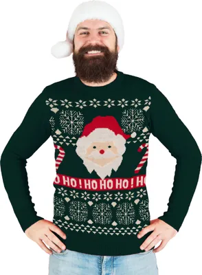 Produktbild von Winterpullover für Herren - Weihnachtsmann Santa Winter Strick Pullover Sweatshirt Ugly Sweater Grün XL
