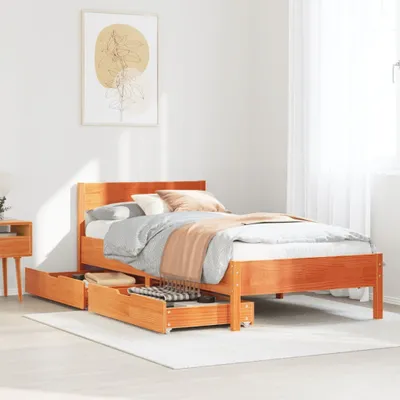 Produktbild von Massivholzbett ohne Matratze Wachsbraun 90x190 cm Kiefernholz, Klassische Betten 2024 Neu DesignMöbel
