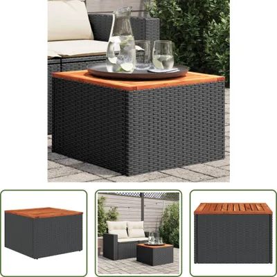 Produktbild von The Living Store Gartentisch Schwarz 55x55x37 cm Poly Rattan und Akazienholz