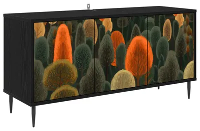 Image de Meuble TV ZAANDAM, 102 x 33 x 51 cm, finition chêne noir