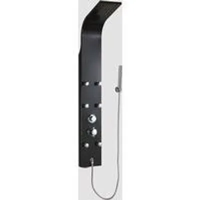 Productafbeelding van Famanu douchepaneel, zwart aluminium, met hydromassage en 6 massagejets