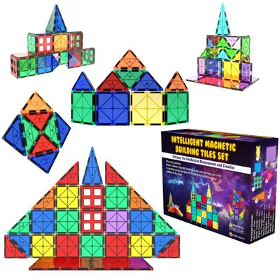 Image de Blocs magnétiques Desire Deluxe, 47 pièces - Jouets éducatifs STEM pour enfants, jouets Montessori, jouets de construction