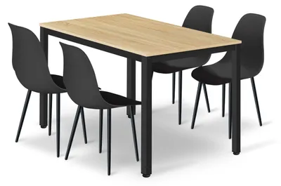 Immagine prodotto di Set da cucina tavolo 120x60 rovere + 4 sedie da pranzo nere alla moda