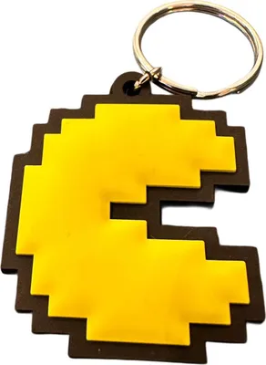 Produktbild von Schlüsselanhänger 5cm Mini Anhänger Geschenk Cartoon Schlüsselanhänger Silikon Schlüsselanhänger für Handyhülle Charme Rucksack Geschenk Pac-Man gelb