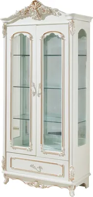 Produktbild von Vitrine Weiß Luxus Wohnzimmer Möbel Holz Glas Design Elegantes Klassische Neu