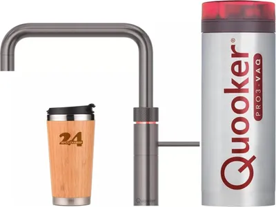 Produktbild von »QUOOKER FUSION Square VAQ PRO3 Gunmetal PVD & 100°C Armatur (3FSGME)«  Spültischmischer mit 100°C Kochendwasserfunktion *Inklusive Thermobecher