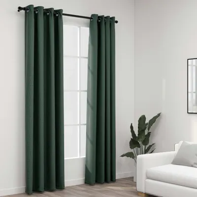 Produktbild von "2026 Promotion" Verdunkelungsvorhänge Ösen Leinenoptik 2 Stk. - Hohe Qualität - Grün 140x225 cm - Gardinen & Vorhänge CC11665
