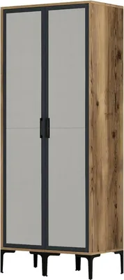 Produktbild von Kleiderschrank 2 Türen Alcyone, Schlafzimmermöbel, Schrank, Garderobe, 80x201h48 cm, Walnuss und Anthrazit