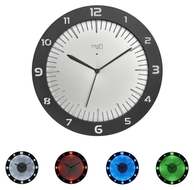 Produktbild von TFA-Dostmann 60.3553.10, Wand, Analoge Uhr, Rund, Grau, Kunststoff, Akku, USB