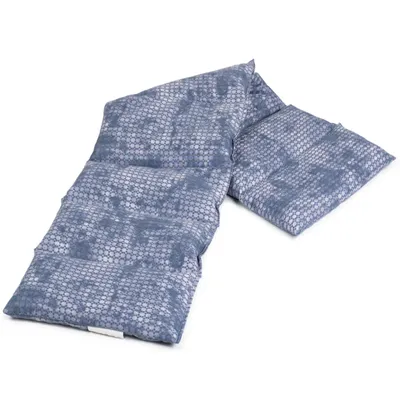 Produktbild von Rapssamenkissen 75x20cm groß 8-Kammer. used-look grau-blau. Wärmekissen, Körnerkissen für Mikrowelle und Backofen