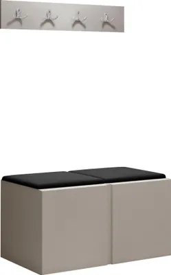Produktbild von MIRJAN24 Garderoben-Set Orion VI, Garderobe mit Sitzbank mit 2 x Wandpanel 42x42 (Farbe: Cashmere, Manila 18)