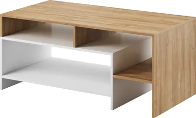 Produktbild von Masseno Couchtisch ALBINA 120 cm Kaffetisch für Wohnzimmer Sofatisch Wohnzimmertisch Eichefarben