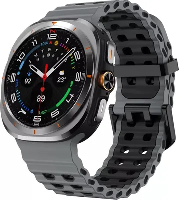Produktbild von Strap-it Sport Silikon Wave Armband - passend für die Samsung Galaxy Watch Ultra / Ultra 2025 (grau/schwarz)