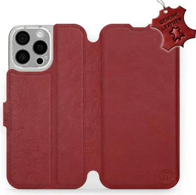 Produktbild von Echtleder Handyhülle für iPhone 16 Pro Max, Mobiwear Leather, Dunkelrot