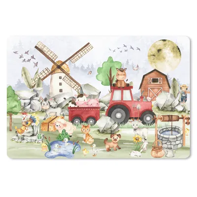 Produktbild von MuchoWow® Schreibtischunterlage Bauernhof - Traktor - Kinder - Tiere 60x40 cm - XXL Mauspad - Großes Mauspad