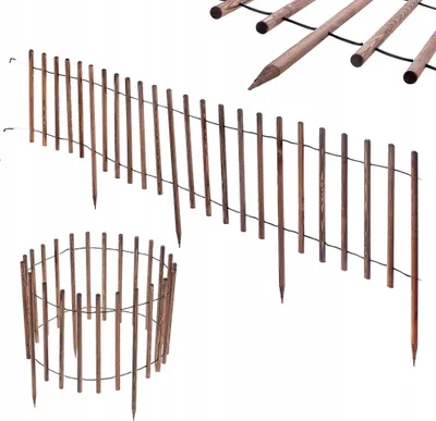 Produktbild von Gartenpalisade - Rasenkante - 230 cm Länge - Rund - Holz - Einschlagbar - Braun