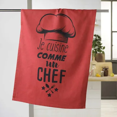 Produktbild von Geschirrtuch „Wie ein Chef“, Rot, 50 x 70 cm