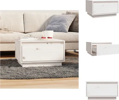 Produktbild von vidaXL Couchtisch Weiß 55x56x32 cm Massivholz Kiefer -  Couchtische