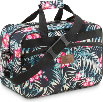 Produktbild von Zagatto Qualität Kleine Schwarz und Farbig Reisetasche mit Blumentmuster für Flugzeuge mit Schutzfüßen RYANAIR WIZZAIR und mehr 40x20x25 20L ZG827 Reisetaschen Handgepäck Handtasche Sporttasche Mehrzwecktasche Fitnesstasche Wochenendtasche Umhängetasche