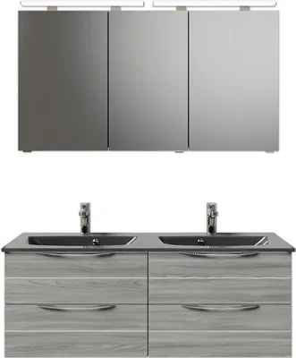 Produktbild von Pelipal Badmöbel-Set Sunline 300 BxHxT 132 x 200 x 48 cm Frontfarbe sangallo grau Badmöbel-Set mit Waschtisch Mineralmar