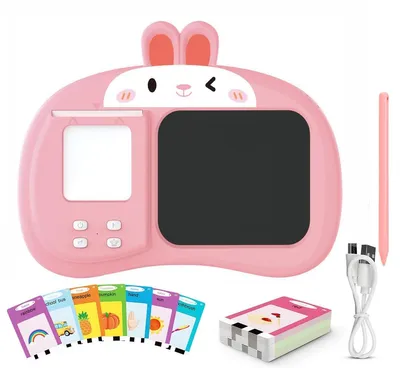 Produktbild von 112 Woerter Sprechende Lernkarten Fuer Kinder,  2 in 1 LCD Schreibtafel,mit Kartenleser und Stift Lernkarten Kinder ab 2, Woerter Lernen Vorschulkinder Geschenk Fuer Jungen Maedchen,Rosa